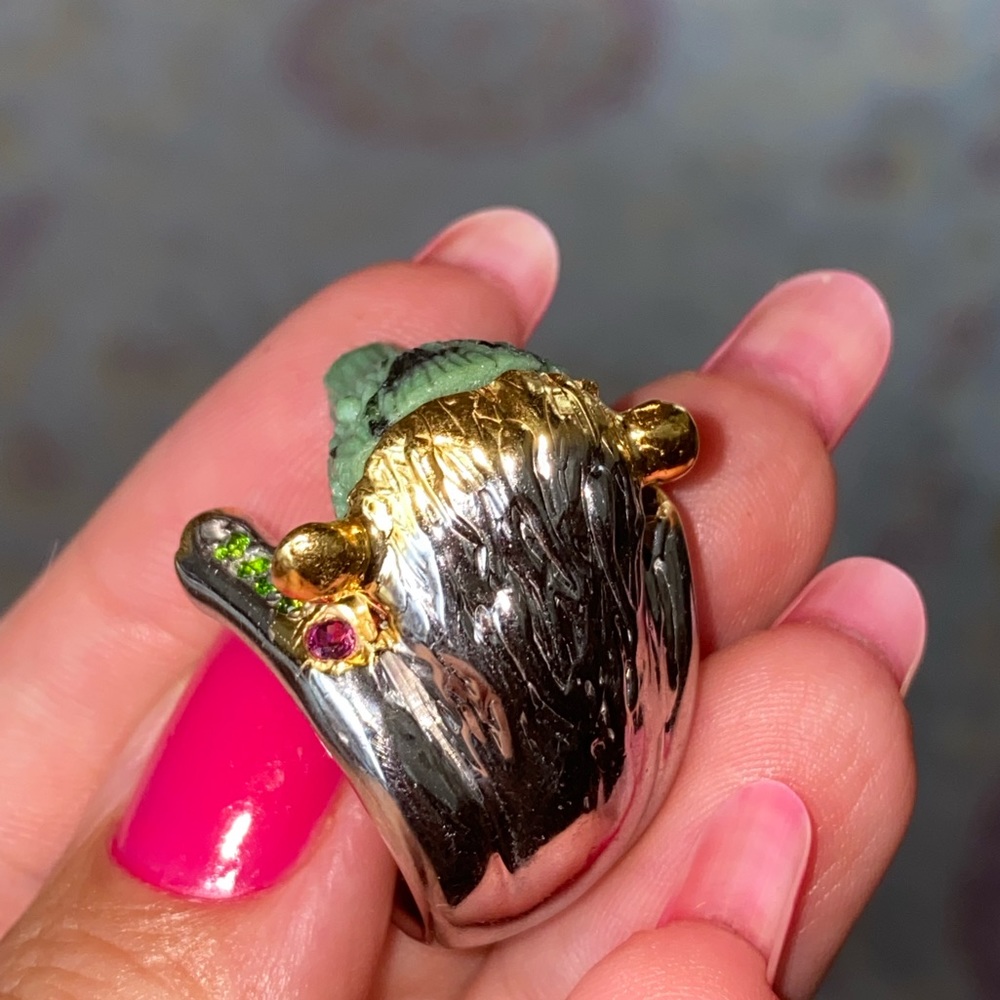 Unique Genuine Ruby Zoisite Ring With Gemstones - image 8